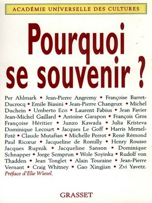cover image of Pourquoi se souvenir ?